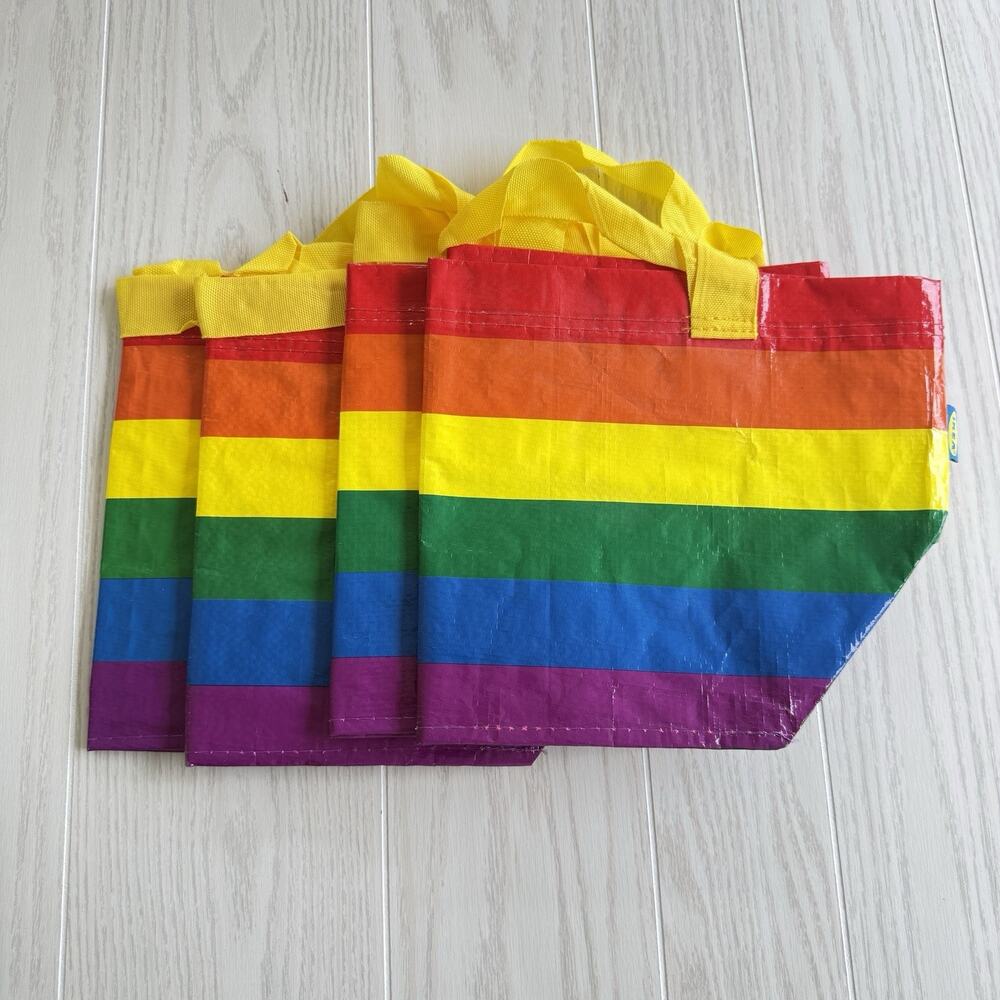 Ikea Lot of 4 Storstomma Small Rainbow Totes – Reusable 404.848.35